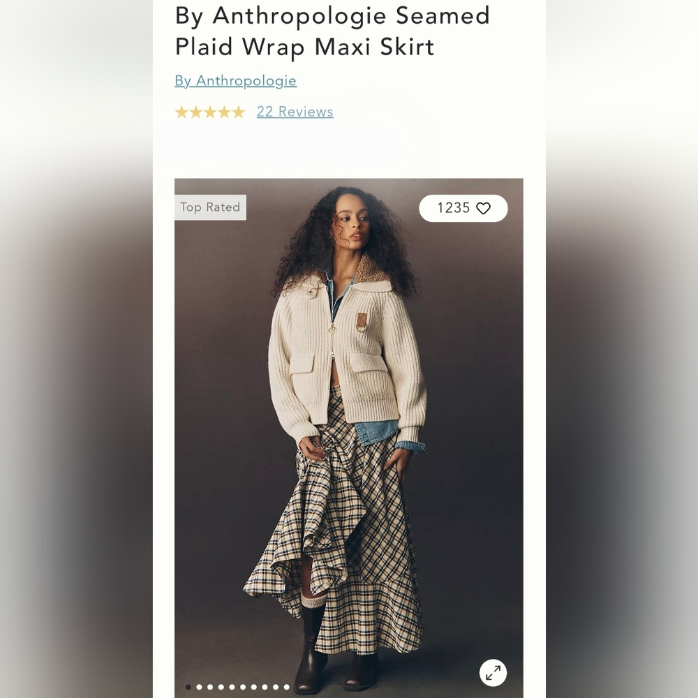 Anthropologie Checkered Wrap Maxi Skirt